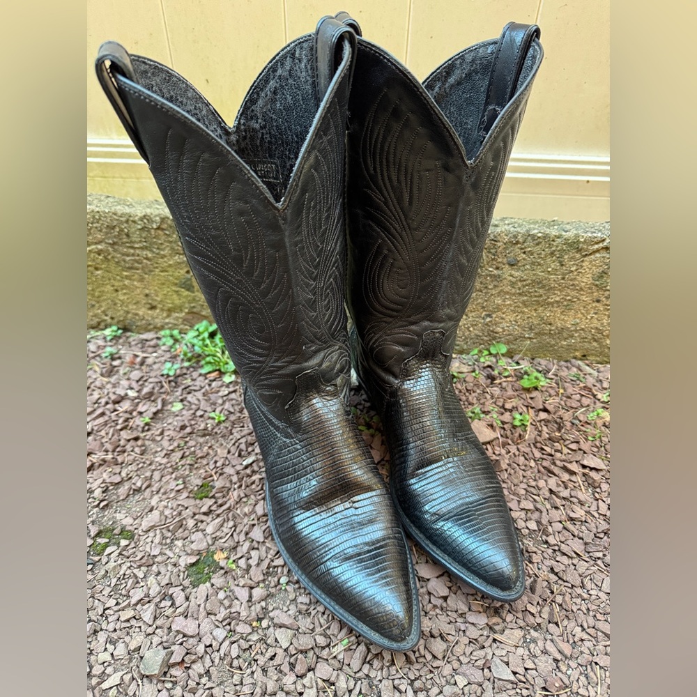 WOMEN’s CODE WEST Black Lizard COWBOY BOOTS 10M~EXCl leather sole~Excl Cond